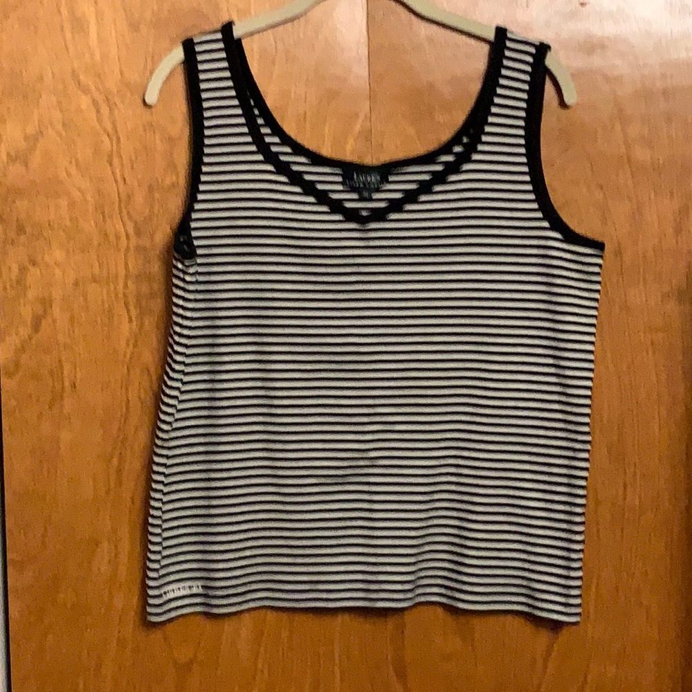 Lauren Ralph Lauren black and white tank top, size XL